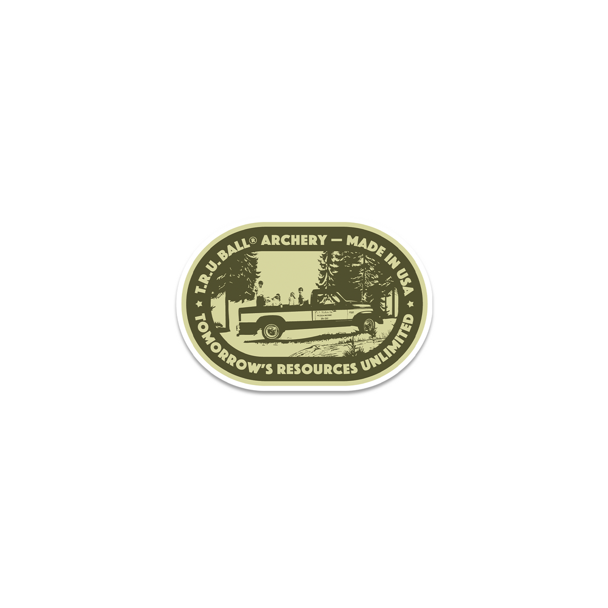 T.R.U. Ball Nostalgia sticker, Olive Drab Green