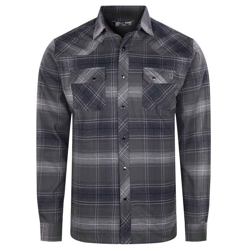 Stone Glacier Timber Butte Snap Shirt LS, Carbon Plaid, front
