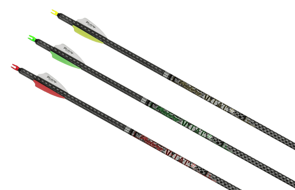 Victory V-TAC 27, three carbon target shafts with 220 spine markings