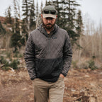 Stone Glacier Arrow Peak Pullover, Obsidian, worn in the field