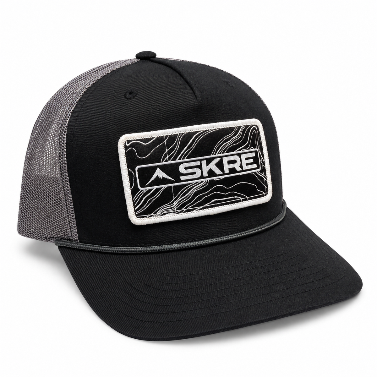 SKRE Black Topo Rope Patch Hat, Black