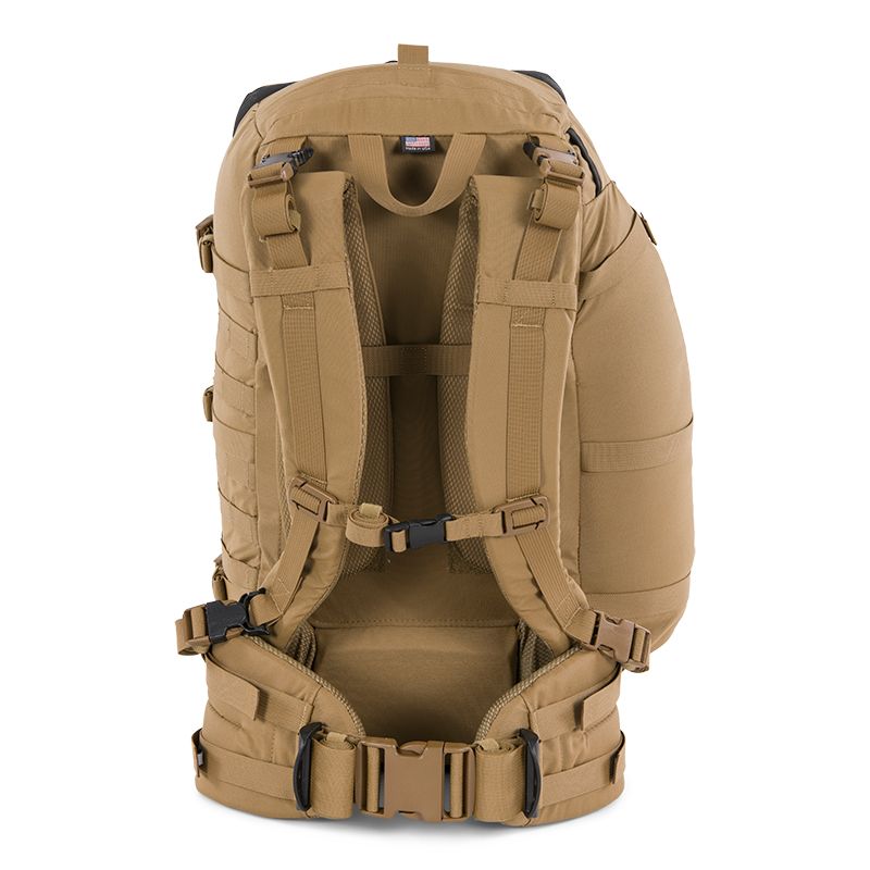 Stone Glacier R2 3200, Coyote, back panel with shoulder straps and waist belt