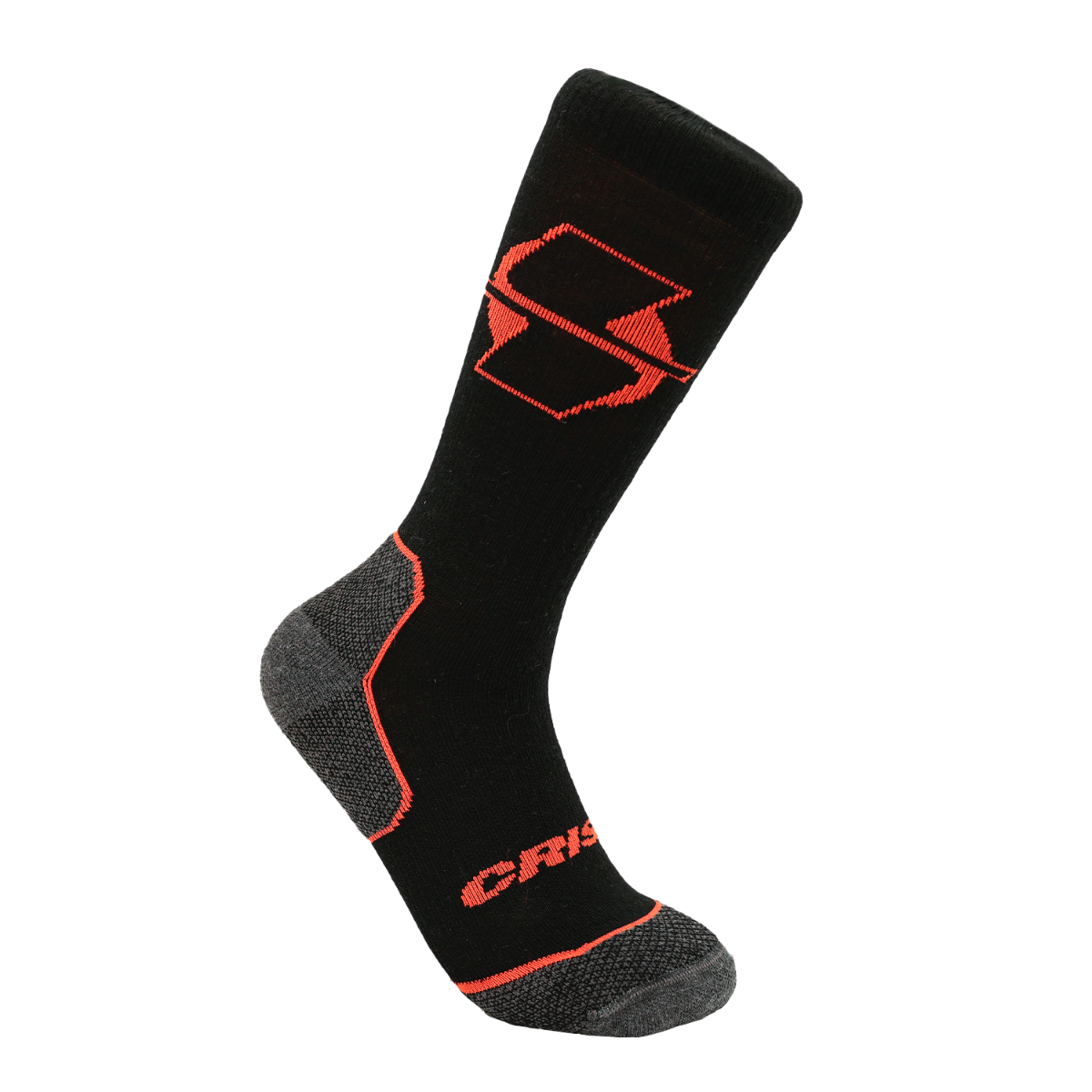 Crispi San Juan lightweight merino crew sock in black with orange logo