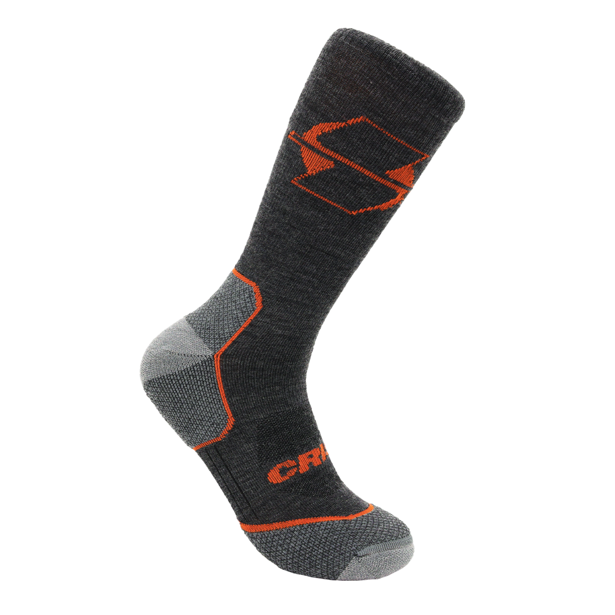Crispi San Juan lightweight merino crew sock in charcoal with orange logo