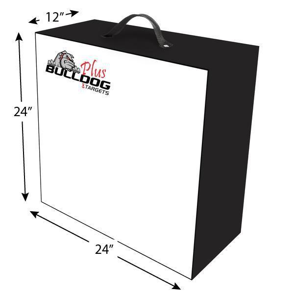 Doghouse FF archery target dimension diagram, 24 x 24 x 12 inches