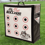 Doghouse FP archery target standing on grass