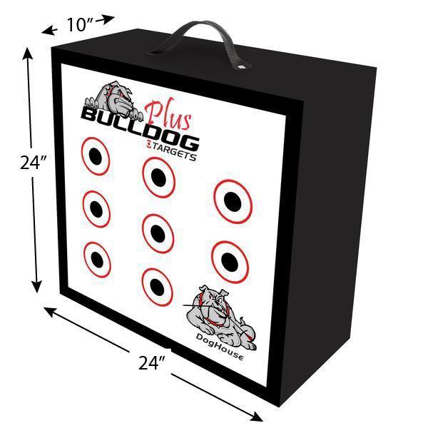 Doghouse FP archery target dimension diagram, 24 x 24 x 10 inches