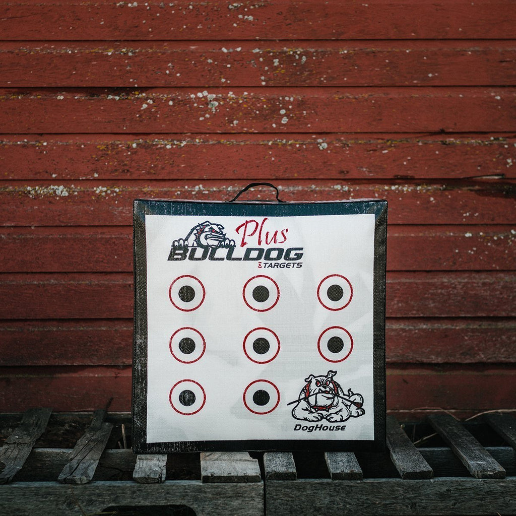 Doghouse FP archery target, front three-quarter view