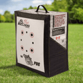 Doghouse Pug archery target standing on grass