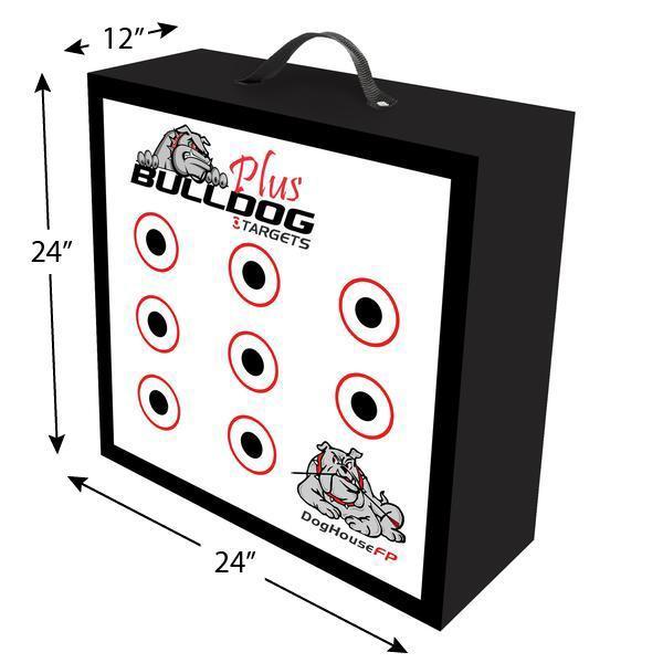 Doghouse XP archery target dimension diagram, 24 x 24 x 12 inches