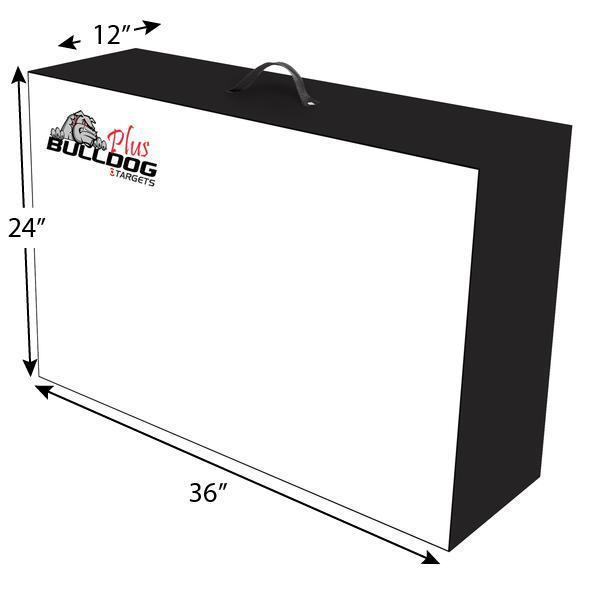Double Dog FF archery target dimension diagram, 24 x 36 x 12 inches