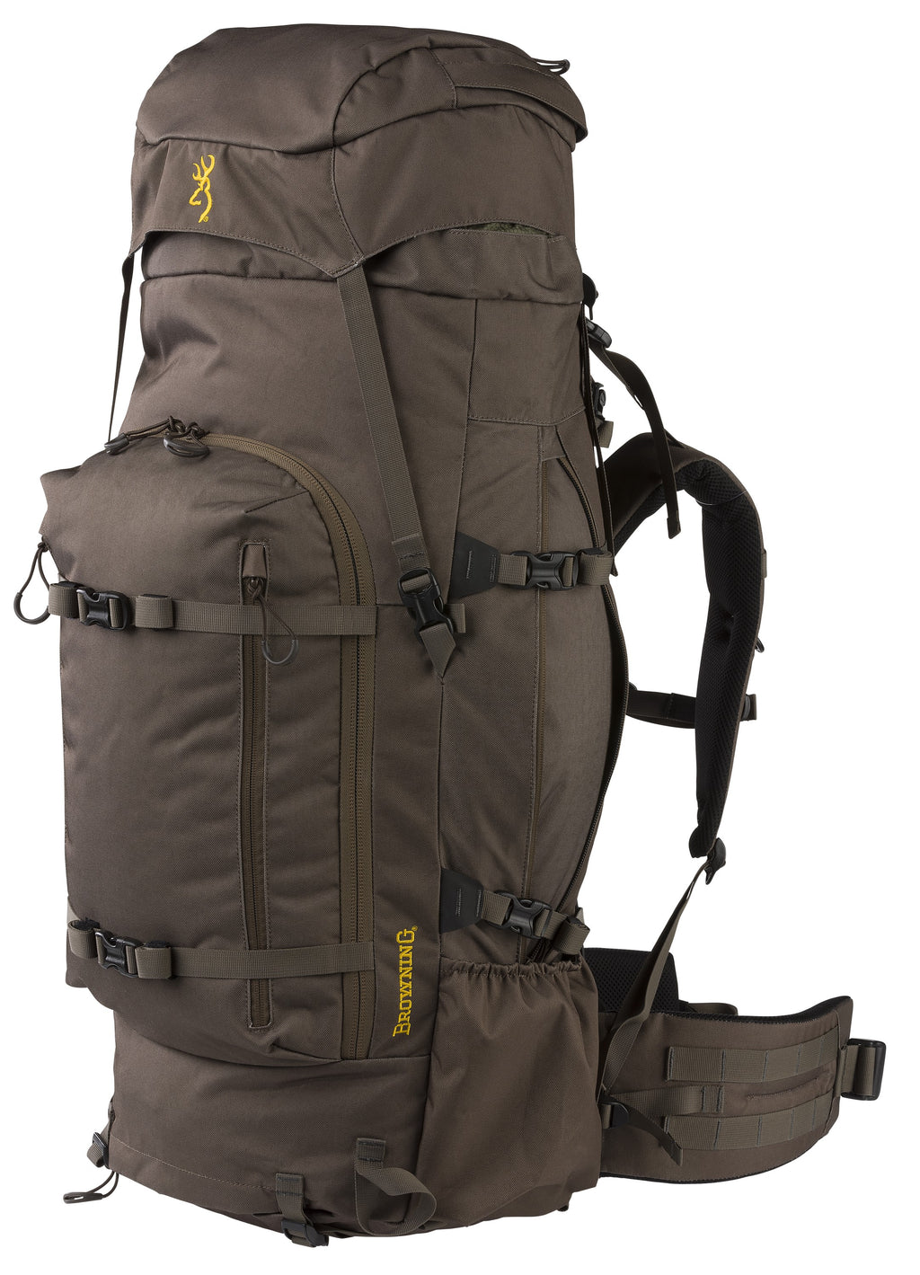 Browning Gannett 5500 external frame hunting pack in Major Brown, three-quarter front view