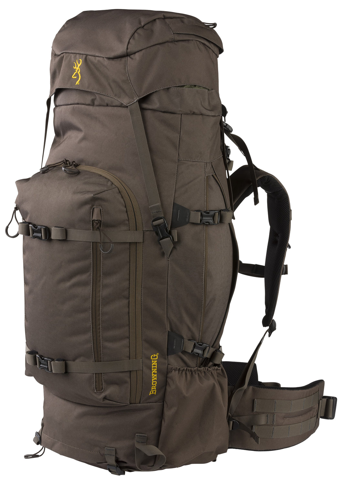 Browning Gannett 5500 external frame hunting pack in Major Brown, three-quarter front view