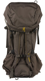 Front view of the Major Brown Browning Gannett 5500 pack showing the lid pocket and lower stretch pockets