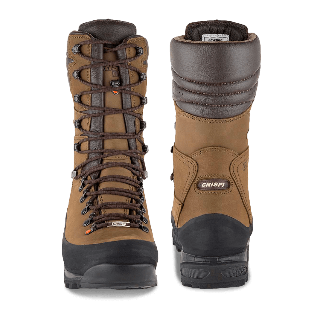 Crispi Hunter GTX boot front and back views showing the padded collar