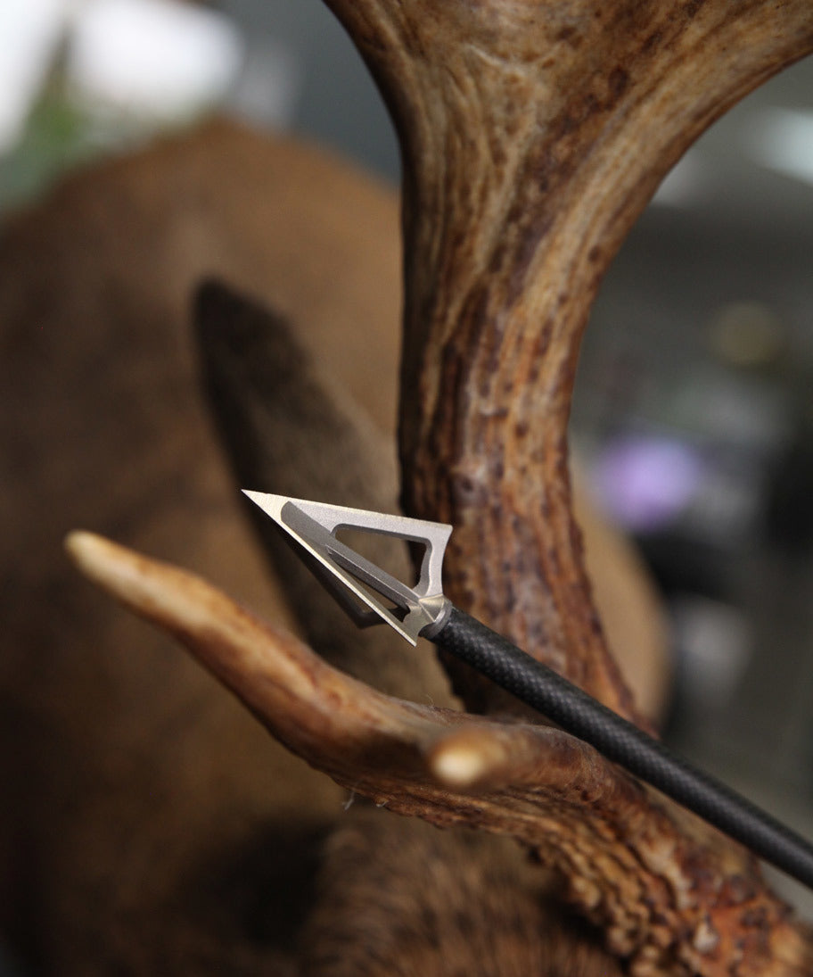 G5 Montec broadhead on an arrow resting against an antler