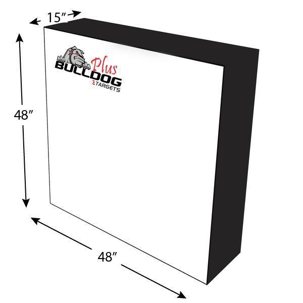 K9 archery target dimension diagram, 48 x 48 x 15 inches