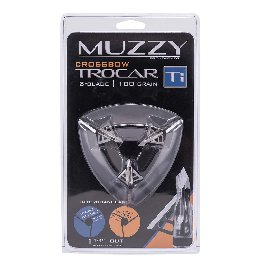 Muzzy Trocar Ti Titanium Ferrule Broadheads 100-Grain (3-Pack) - Crossbow
