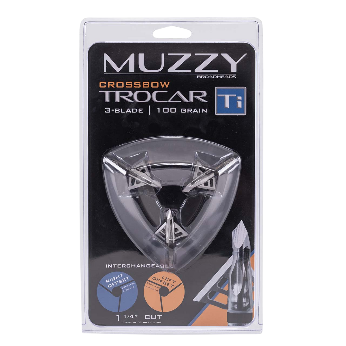Muzzy Trocar Ti Titanium Ferrule Broadheads 100-Grain (3-Pack) - Crossbow