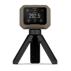Garmin Xero C1 Pro chronograph on its tripod showing a bow session speed readout