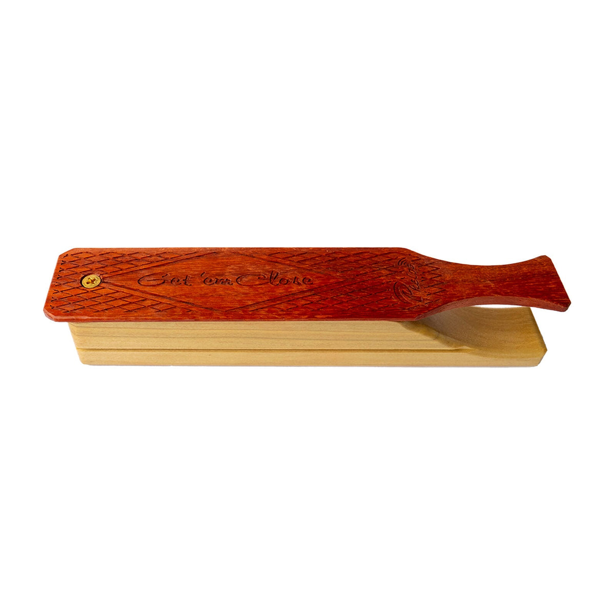 Top view of the Phelps padauk over poplar box call