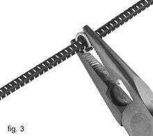 Installing string nock clips with pliers, diagram