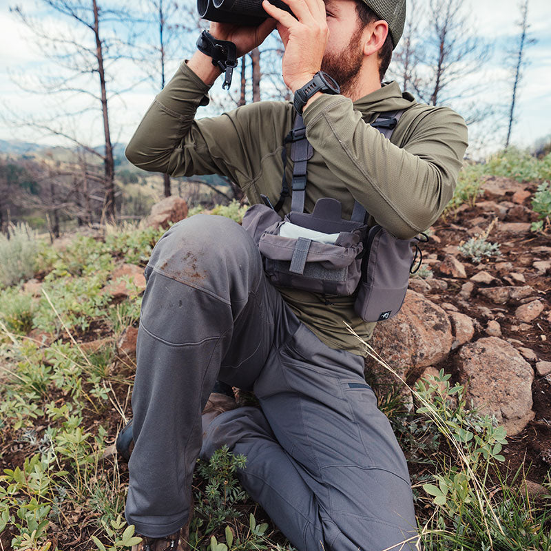 Stone Glacier Praxis Pant, articulated knees while kneeling