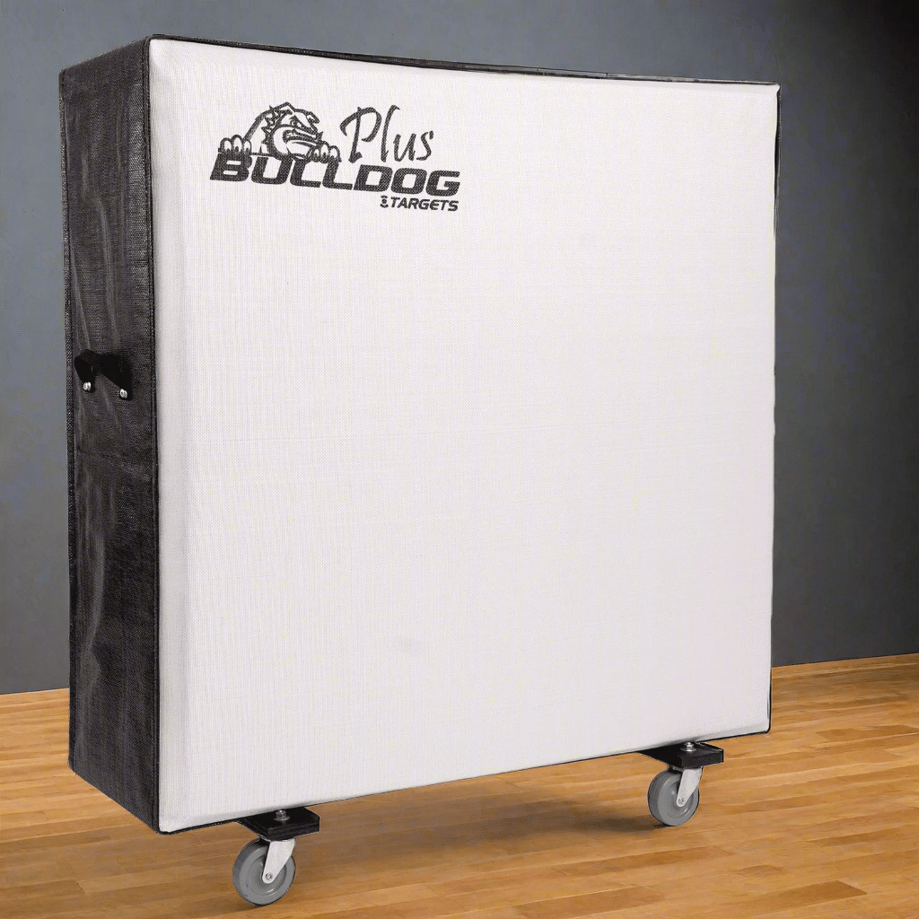 RangeDog archery target on wheels, indoors