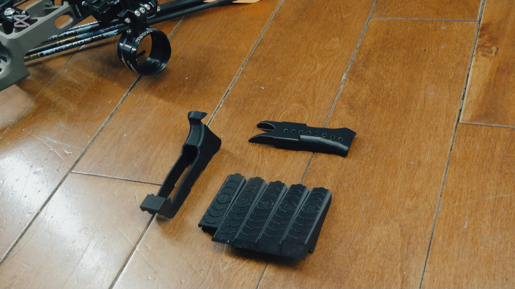 Bedford Archery adjustable Mathews grip with its angle backings laid out