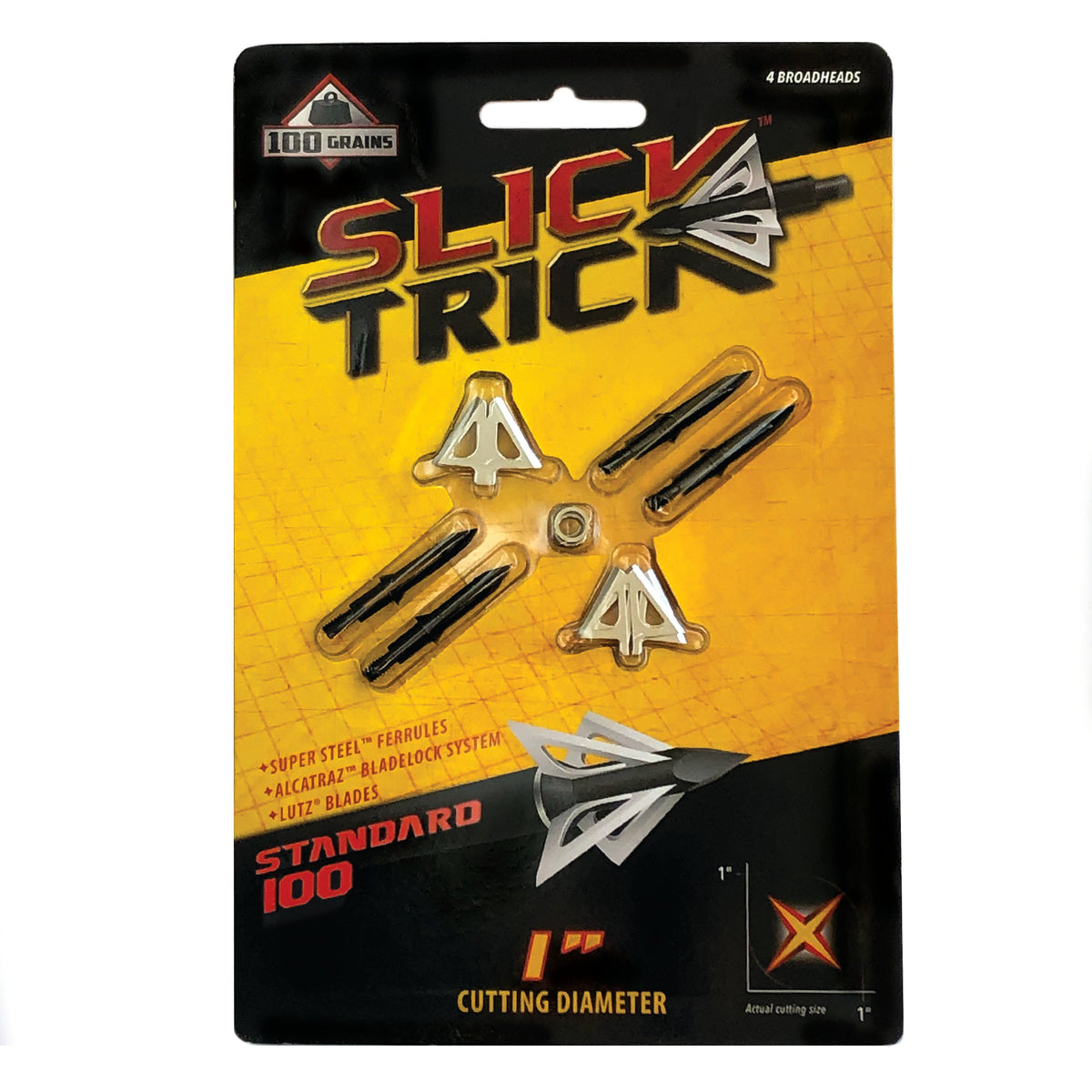 Slick Trick Standard 100, four-blade broadhead 4-pack retail packaging