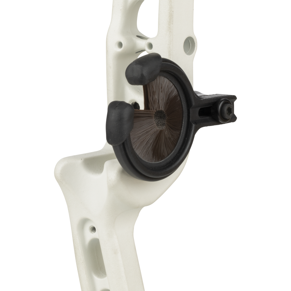 Trophy Ridge Quick Shot Whisker Biscuit rest mounted on a compound bow riser