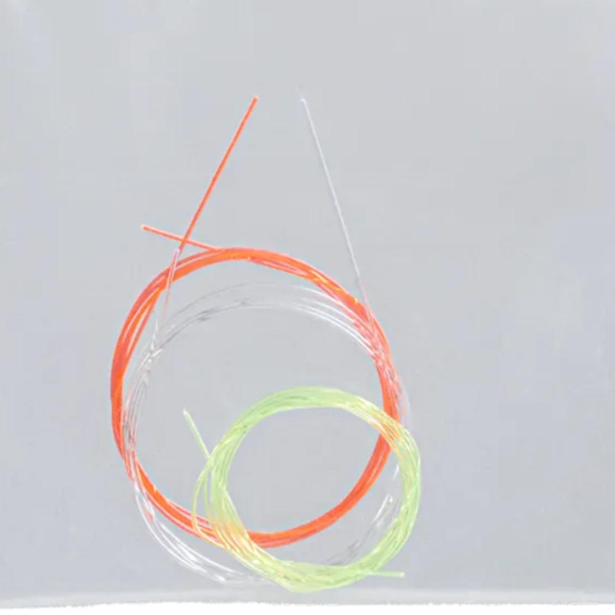 UV Fiber Kit 20 inch - green, red and white-blue fiber coils close-up