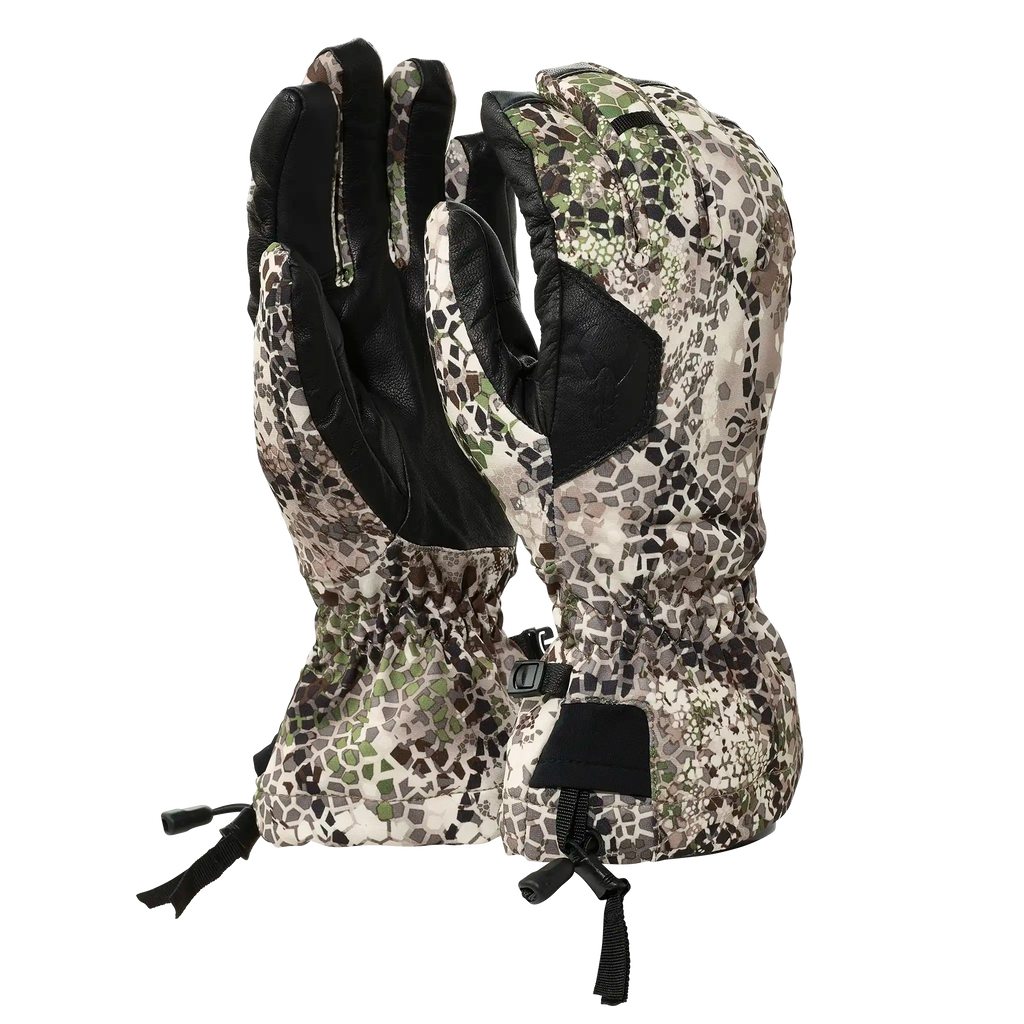 Pair of Badlands Convection Gloves in Approach camo with leather palms