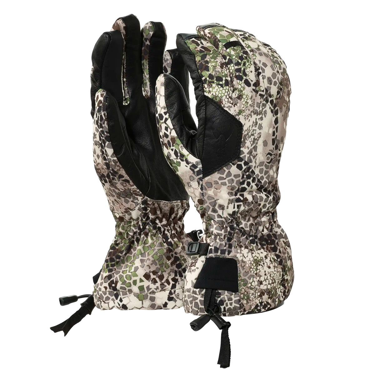 Pair of Badlands Convection Gloves in Approach camo with leather palms